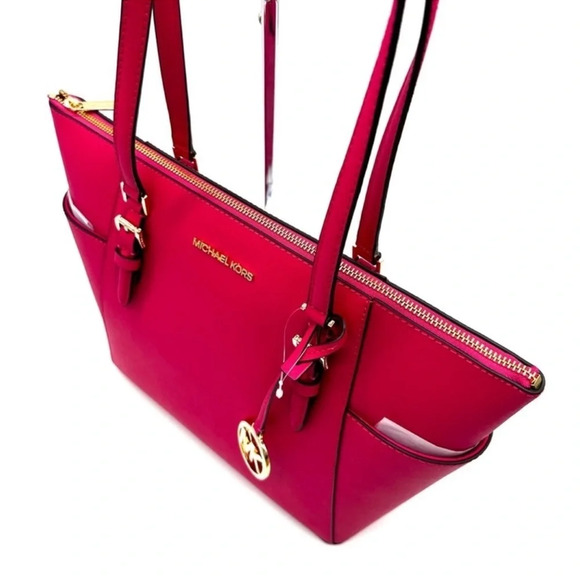Michael Kors Large Charlotte Tote Bag Electric Pink - Picture 7 of 12